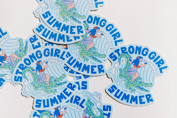 Free Strong Girl Summer Stickers