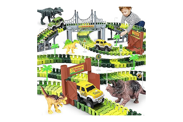 Dinosaur World Road Race-Flexible Track Playset